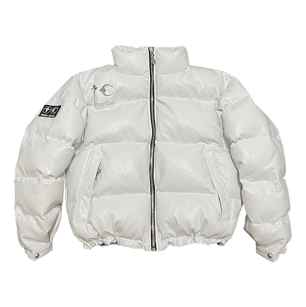 TC Leather Puffer Jacket White