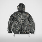 Thug Club Hell Denim Camo Hooded Zip-Up in black, view 2 of 2