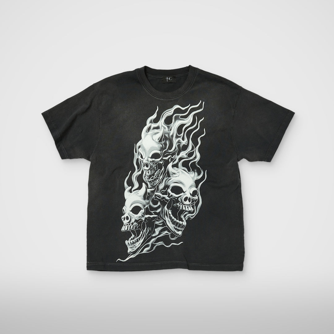 Three Riding Skull Dirt T-Shirt