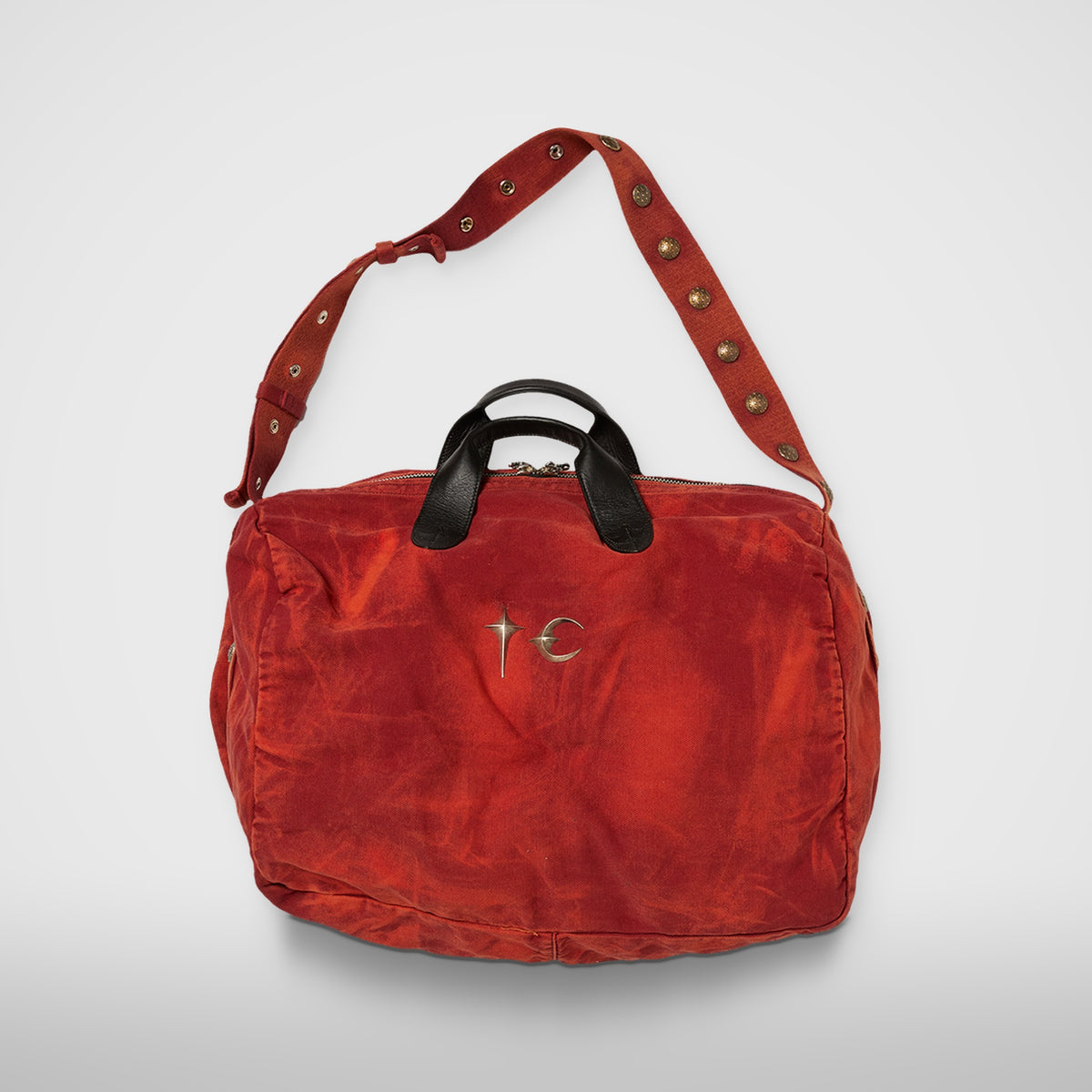 Thug Club Two Tone Washed Canvas Crossbody Bag in red