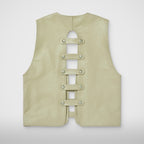 Thug Club Goat Skin Leather Vest in ivory, view 2 of 9