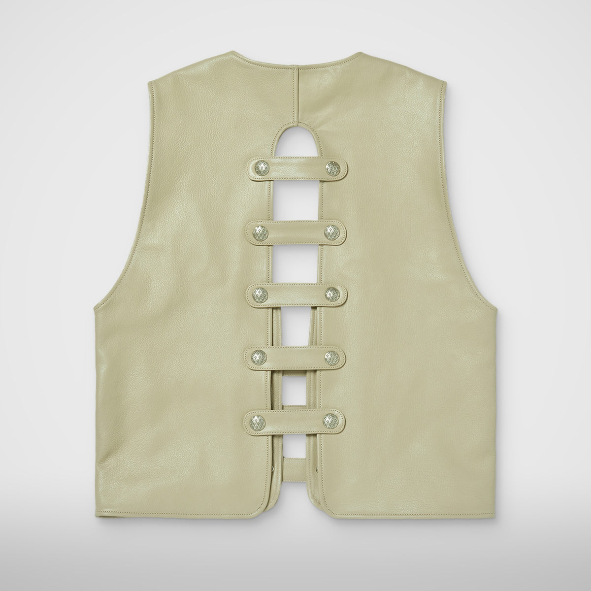 Thug Club Goat Skin Leather Vest in ivory, view 2 of 9