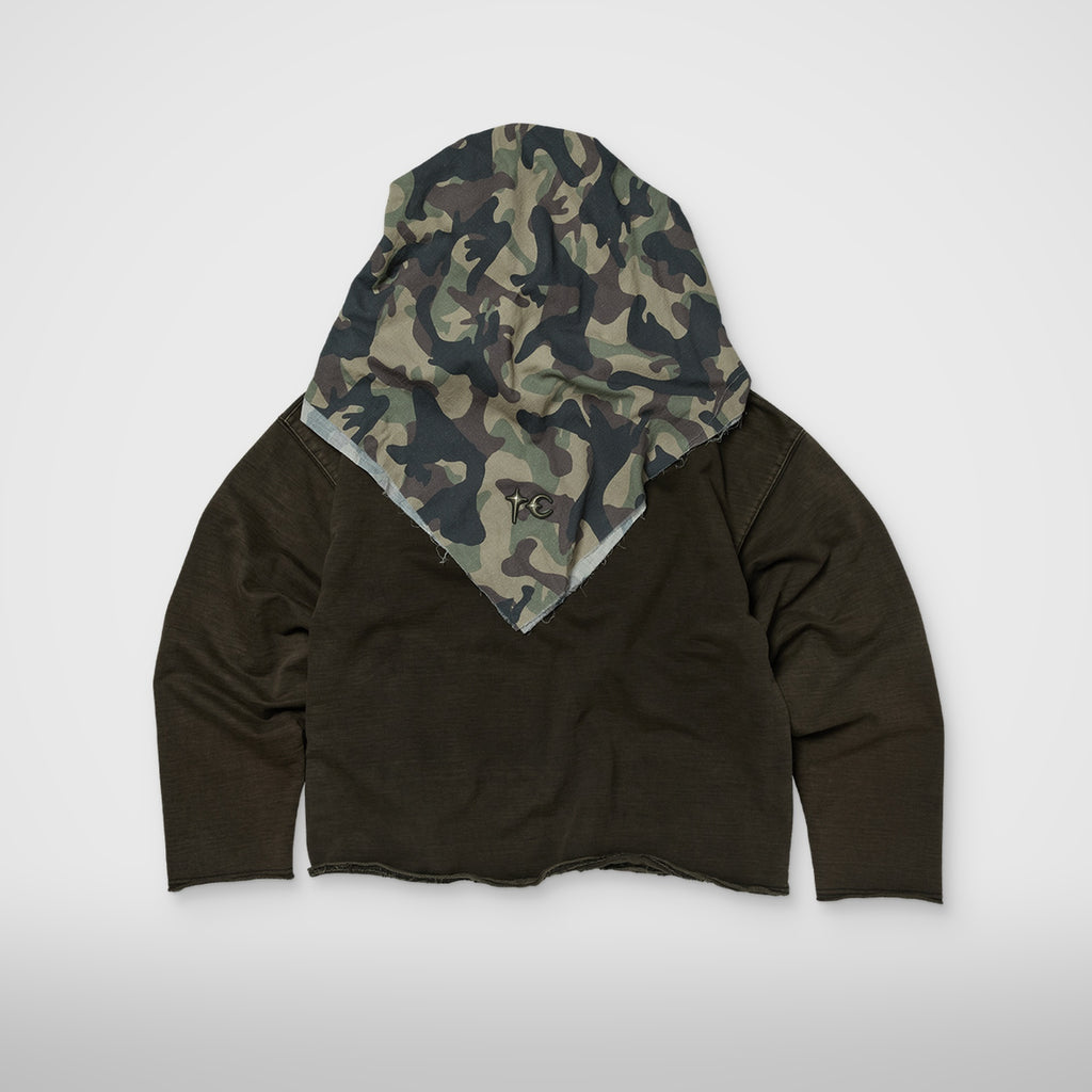 Thug Club Creed Scarf Hooded Zip-Up Hoodie in black, view 2 of 5