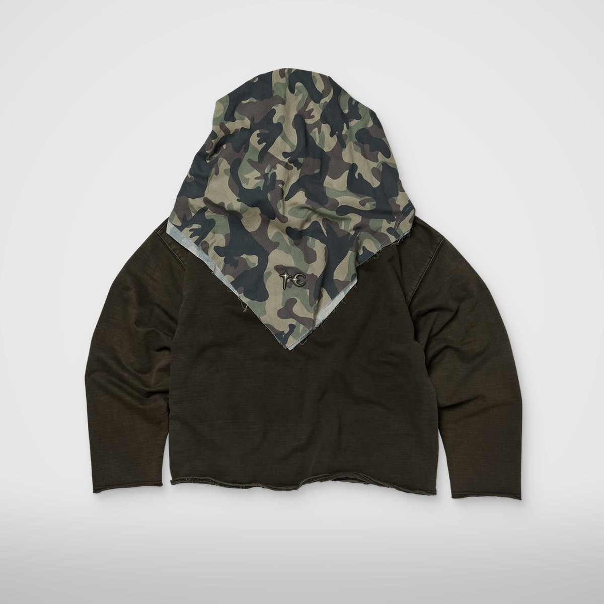 Thug Club Creed Scarf Hooded Zip-Up Hoodie in black, view 2 of 5