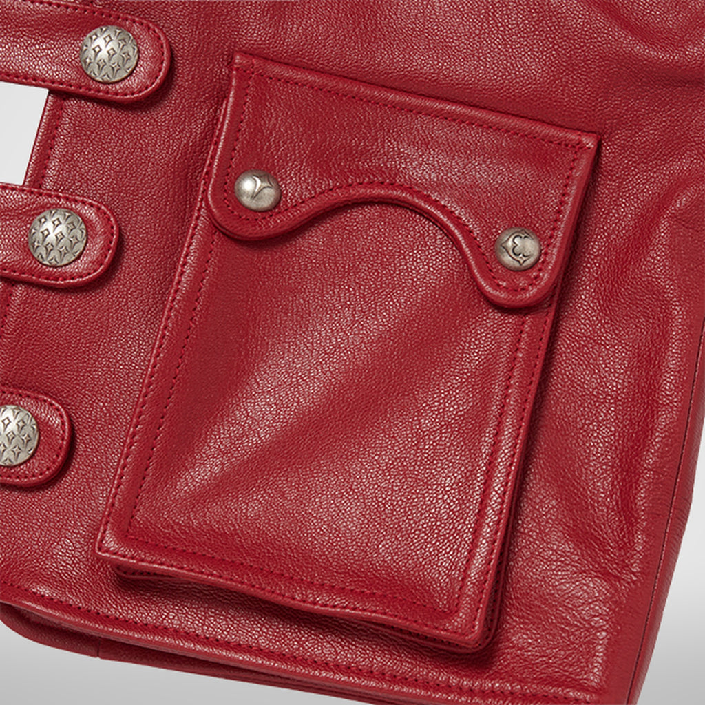 Thug Club Goat Skin Leather Vest in red, view 7 of 9