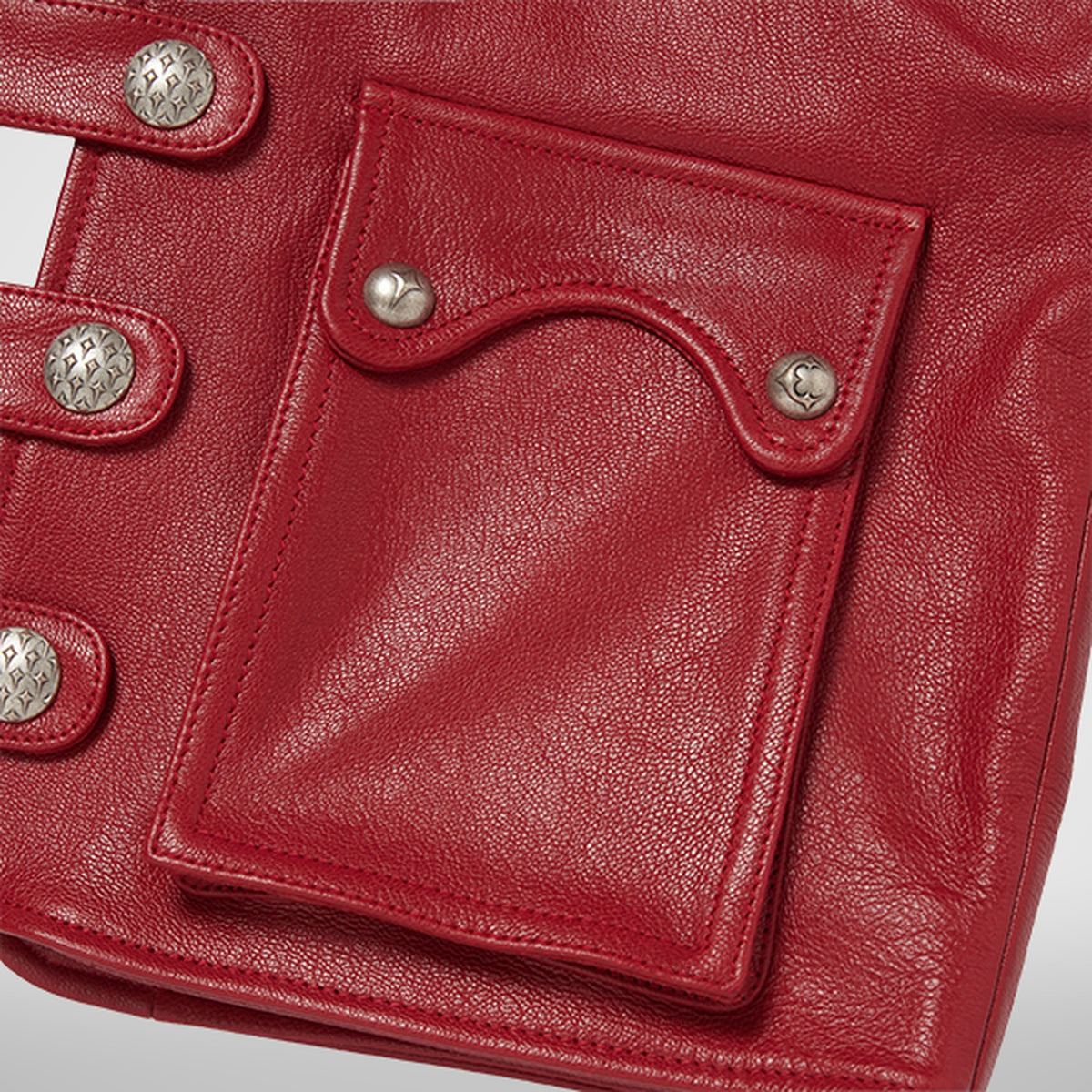 Thug Club Goat Skin Leather Vest in red, view 7 of 9