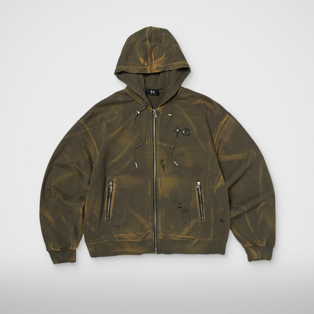 TC Two Tone Washed Zip-Up Hoodie