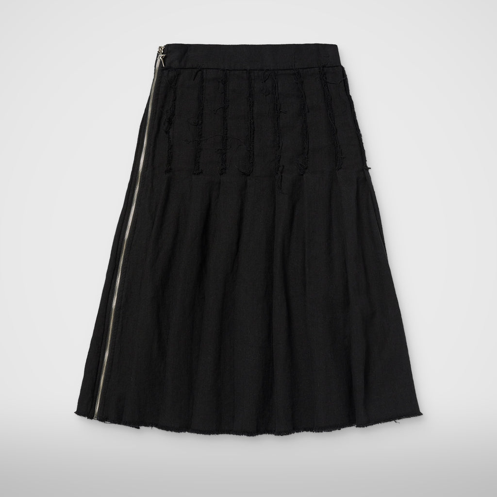 Thug Club TC Linen Cutout Pleated Skirt in black, back view