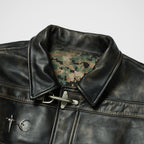 Thug Club Bio Soldier Leather Jacket in black, view 3 of 8