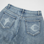 Thug Club Double Knee Denim Shorts in blue, view 5 of 5