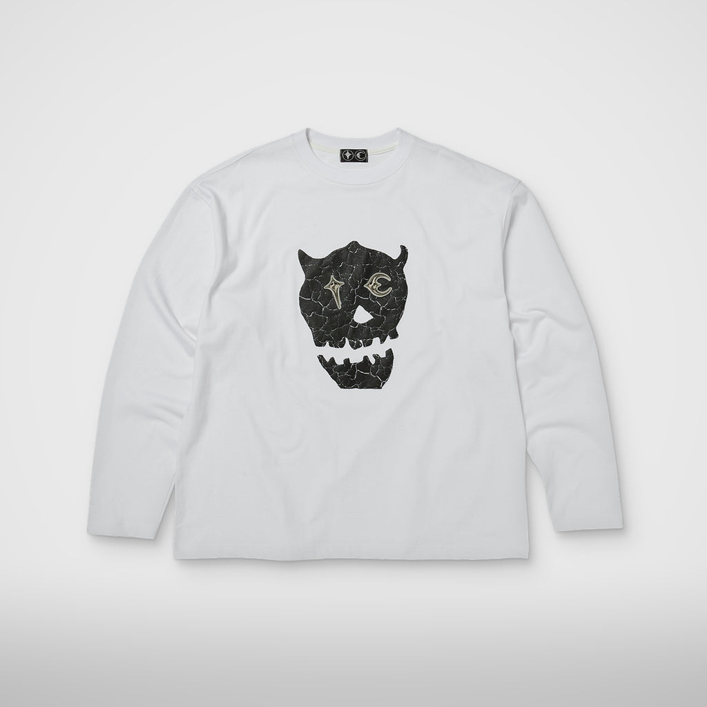 Thug Club TC Skull Long-Sleeve in white, front view