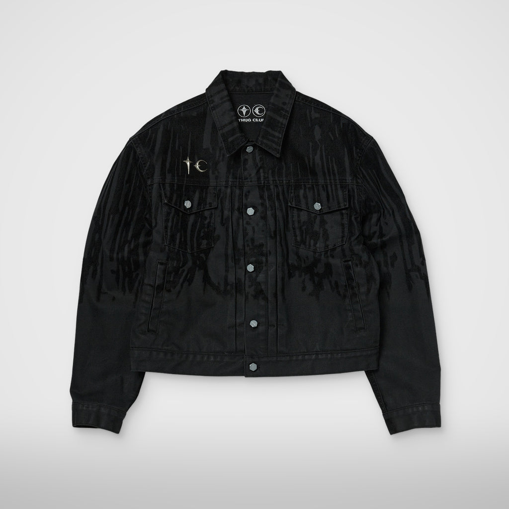 Thug Club Blood Lazered Denim Jacket in black
