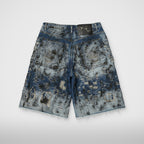 Thug Club Hard Washed Destroyed Denim Shorts in blue, view 2 of 2
