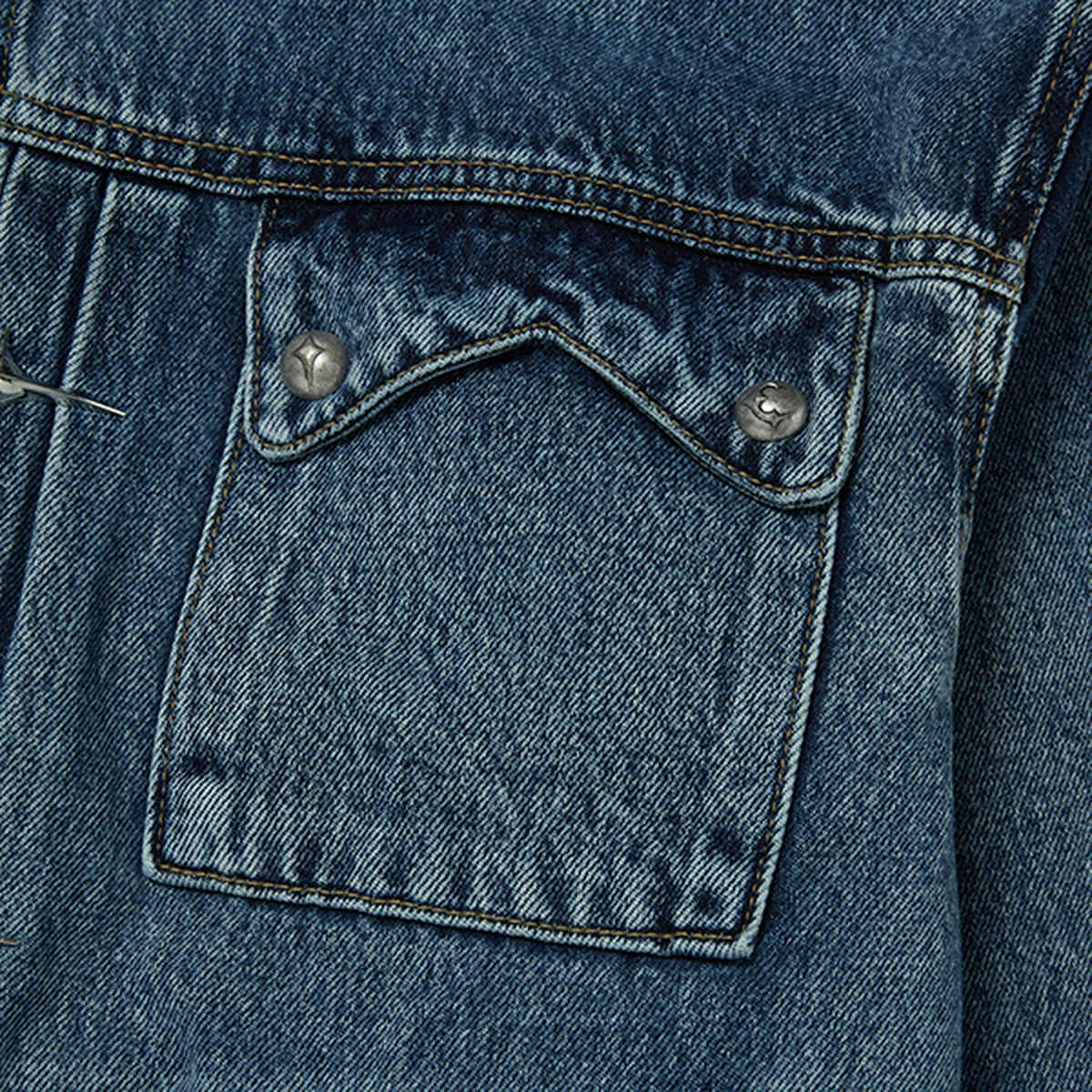 Thug Club Claw Denim Jacket in blue, view 4 of 9