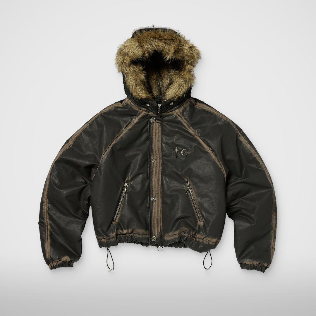 Three Riding Skull Fur Hooded Jacket