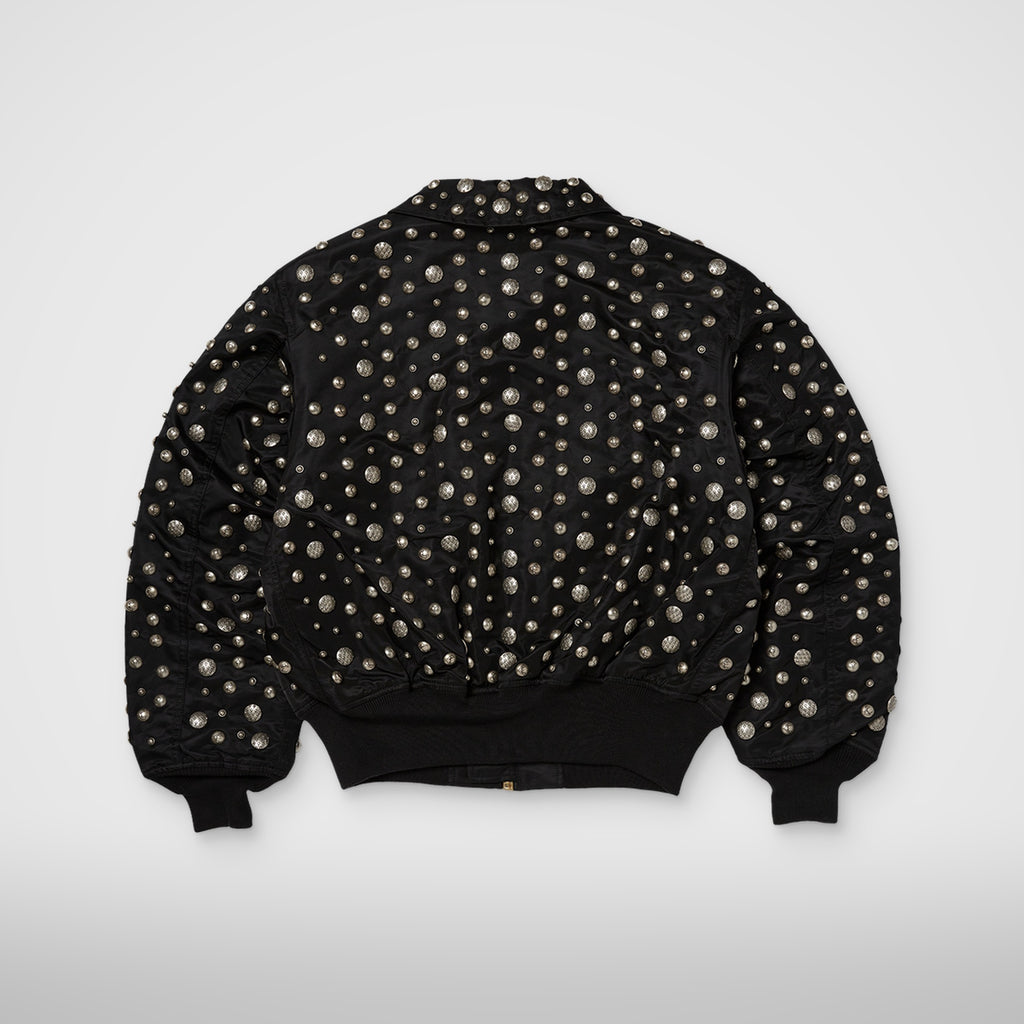 Thug Club X Alpha CWU 45/P All Over Rivet Jacket in black, view 2 of 9