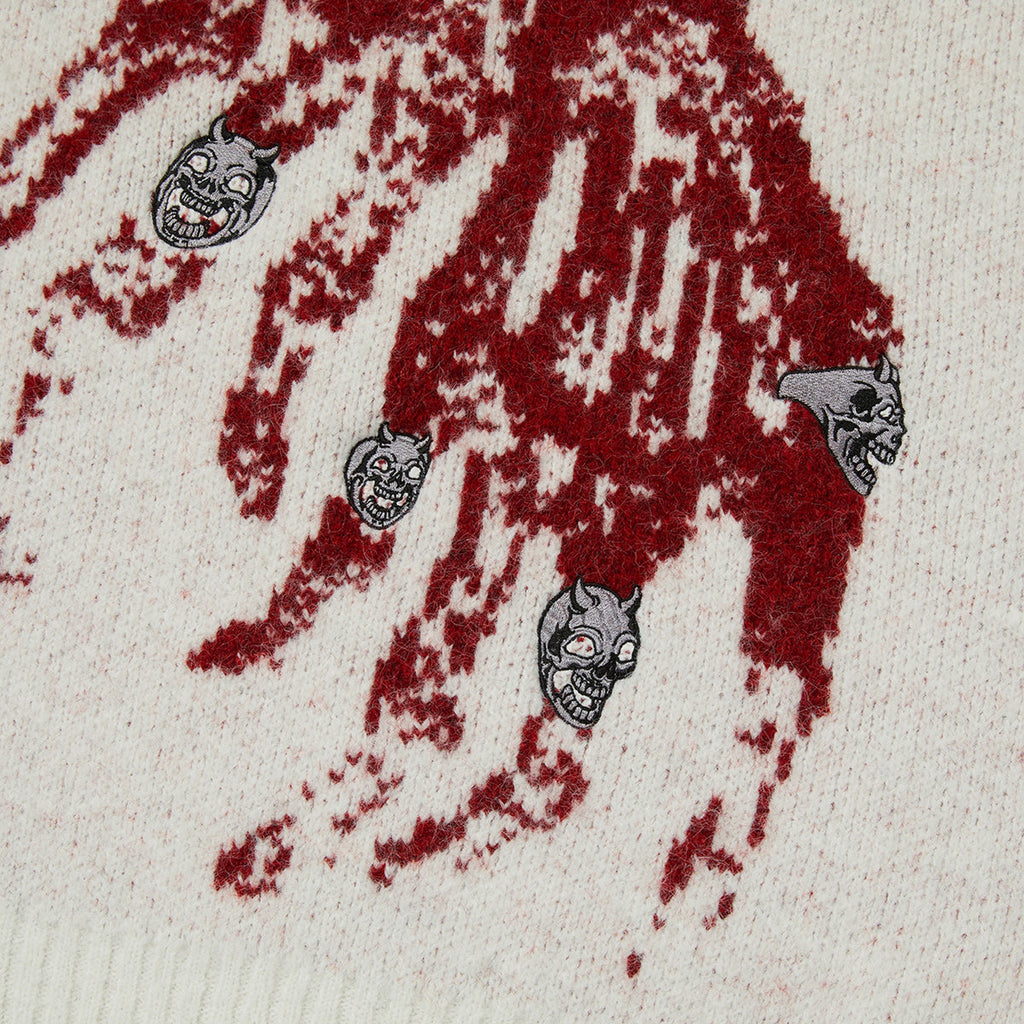 Thug Club TC Bone Cross Knit Sweater in white, view 3 of 4