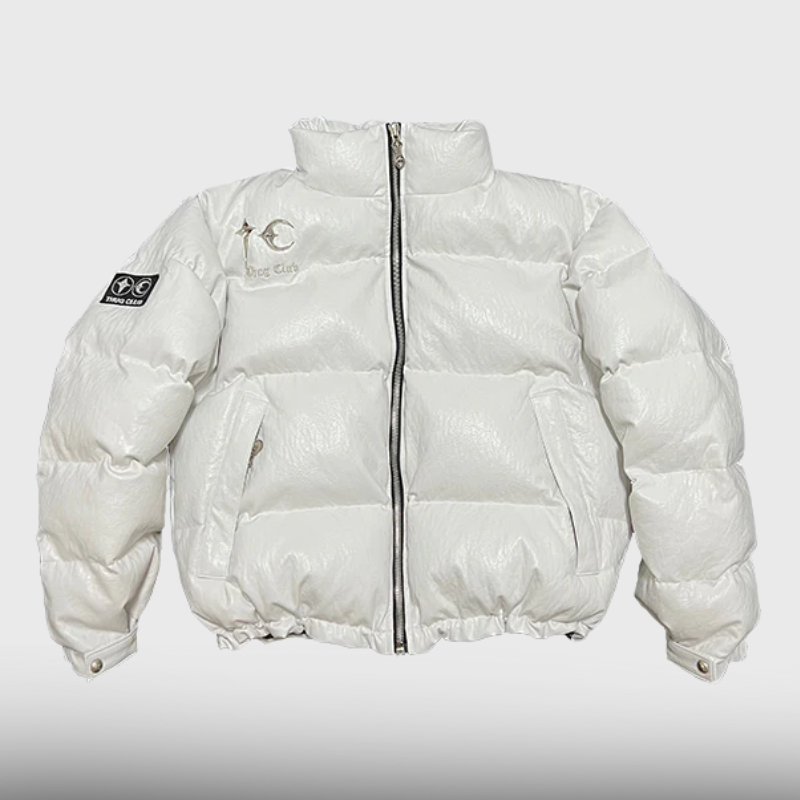 TC Leather Puffer Jacket - White