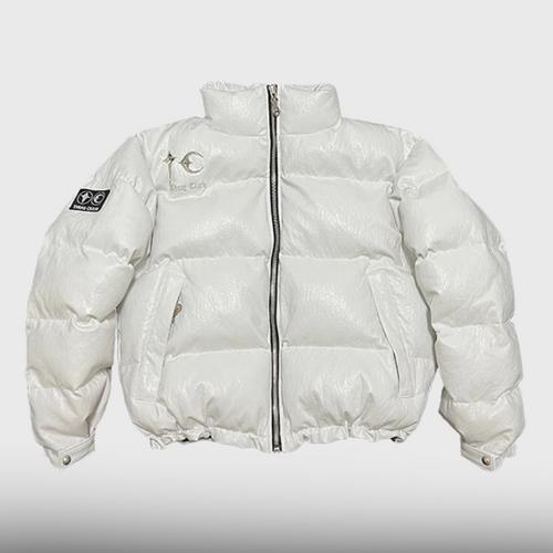 TC Leather Puffer Jacket - White