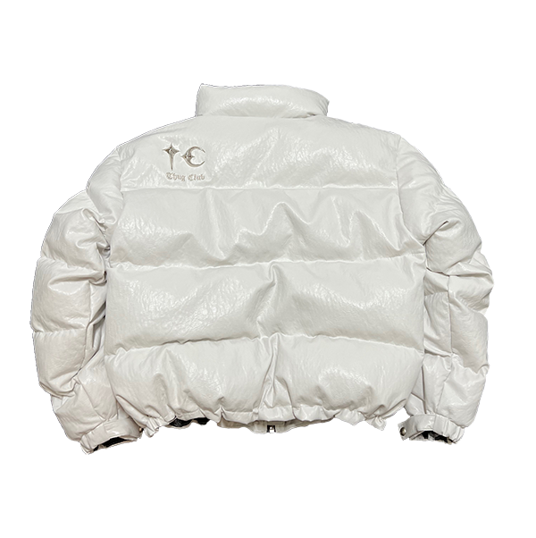 TC Leather Puffer Jacket White