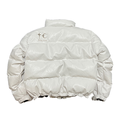 TC Leather Puffer Jacket White