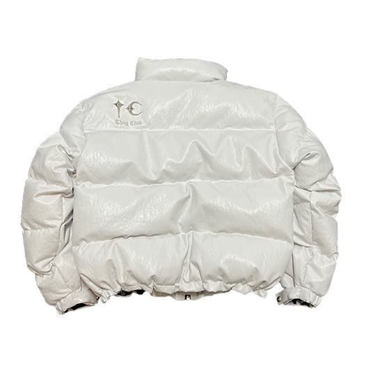 TC Leather Puffer Jacket White