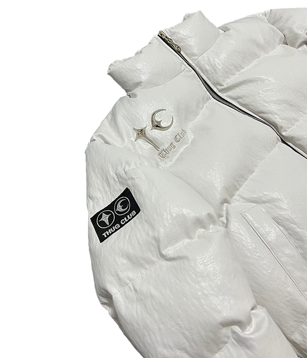 TC Leather Puffer Jacket White