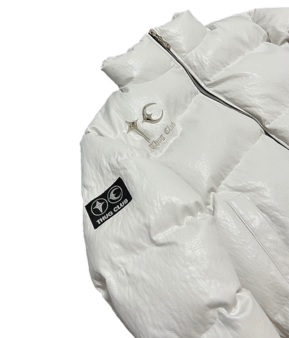 TC Leather Puffer Jacket White