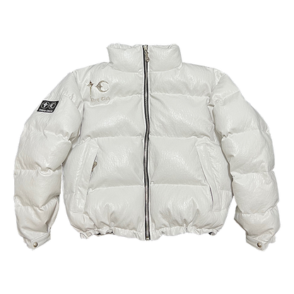 TC Leather Puffer Jacket White