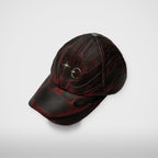 Thug Club TC Leather Chopper Cap in red, three-quarter view