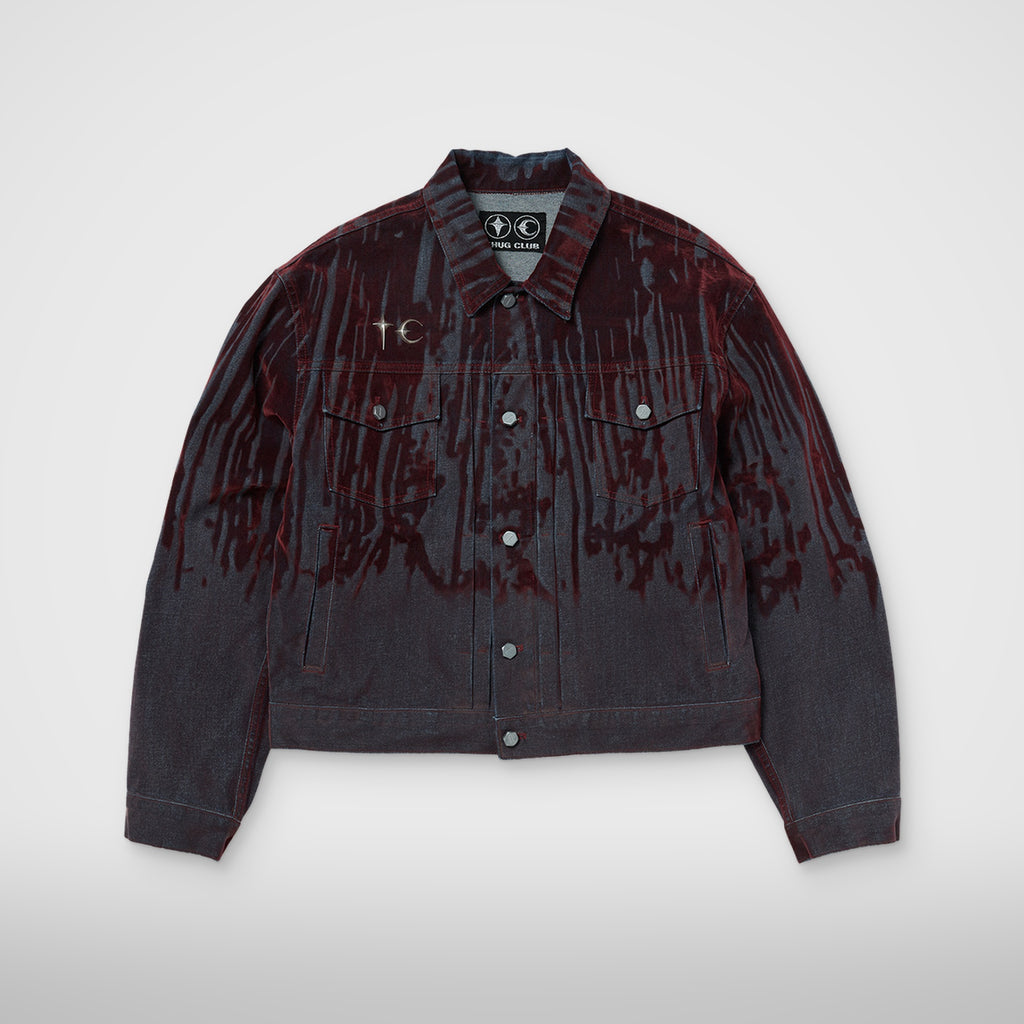 Thug Club Blood Lazered Denim Jacket in red