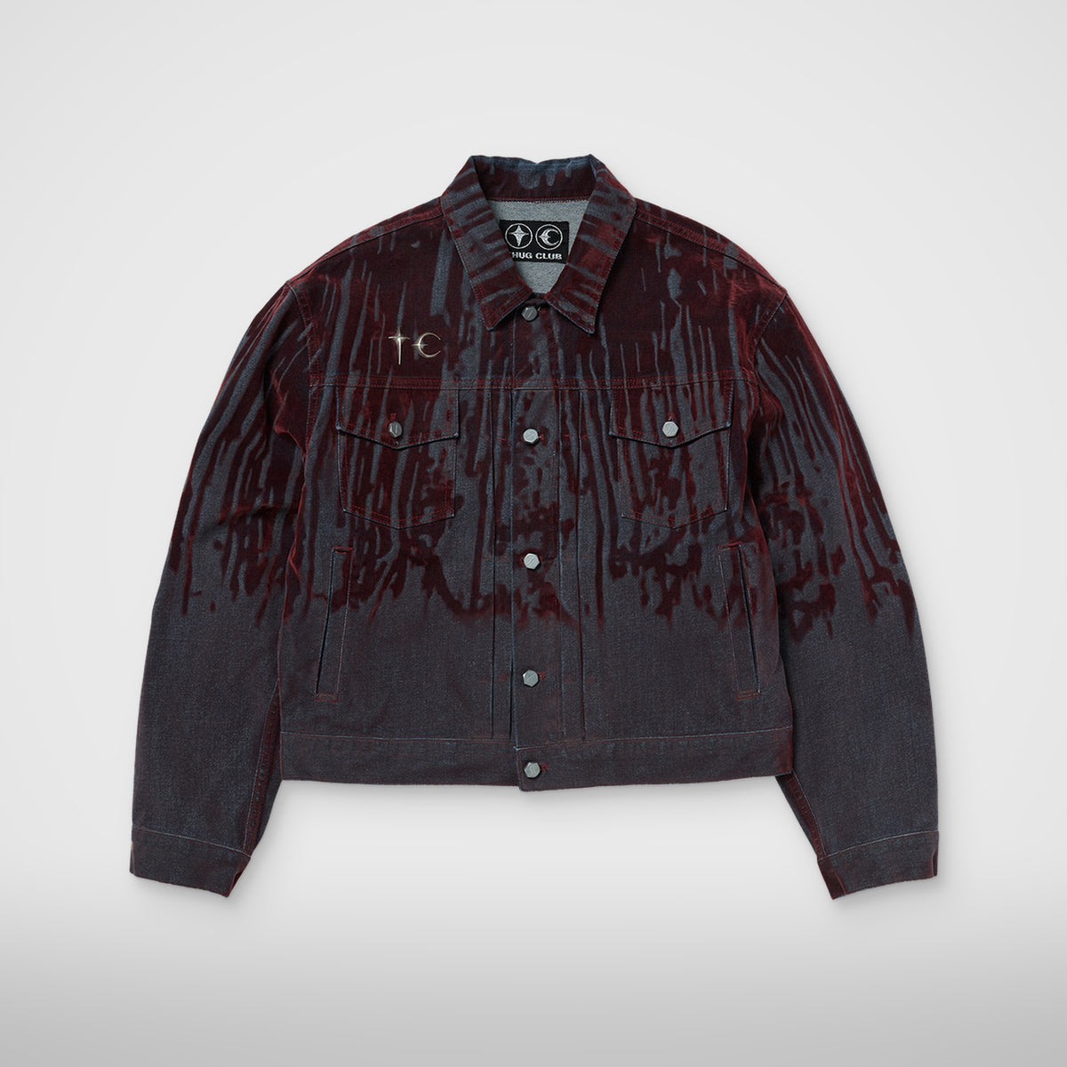 Thug Club Blood Lazered Denim Jacket in red