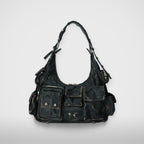 Thug Club Washed Leather Multi Pocket Bag in black