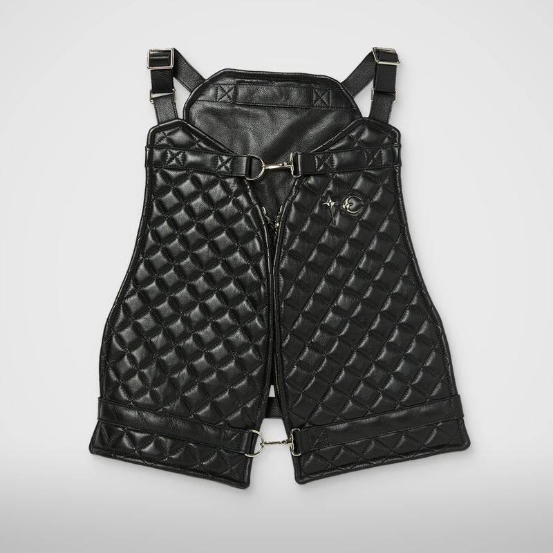 Thug Club TC Quilting Leather Life Vest in black, front view