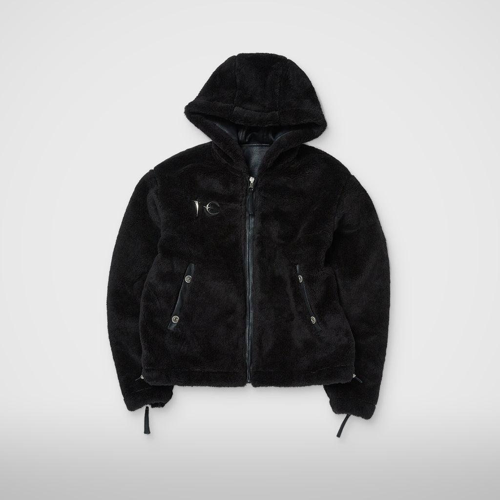 Thug Club TC Reversible Shearling Jacket in black, view 3 of 4