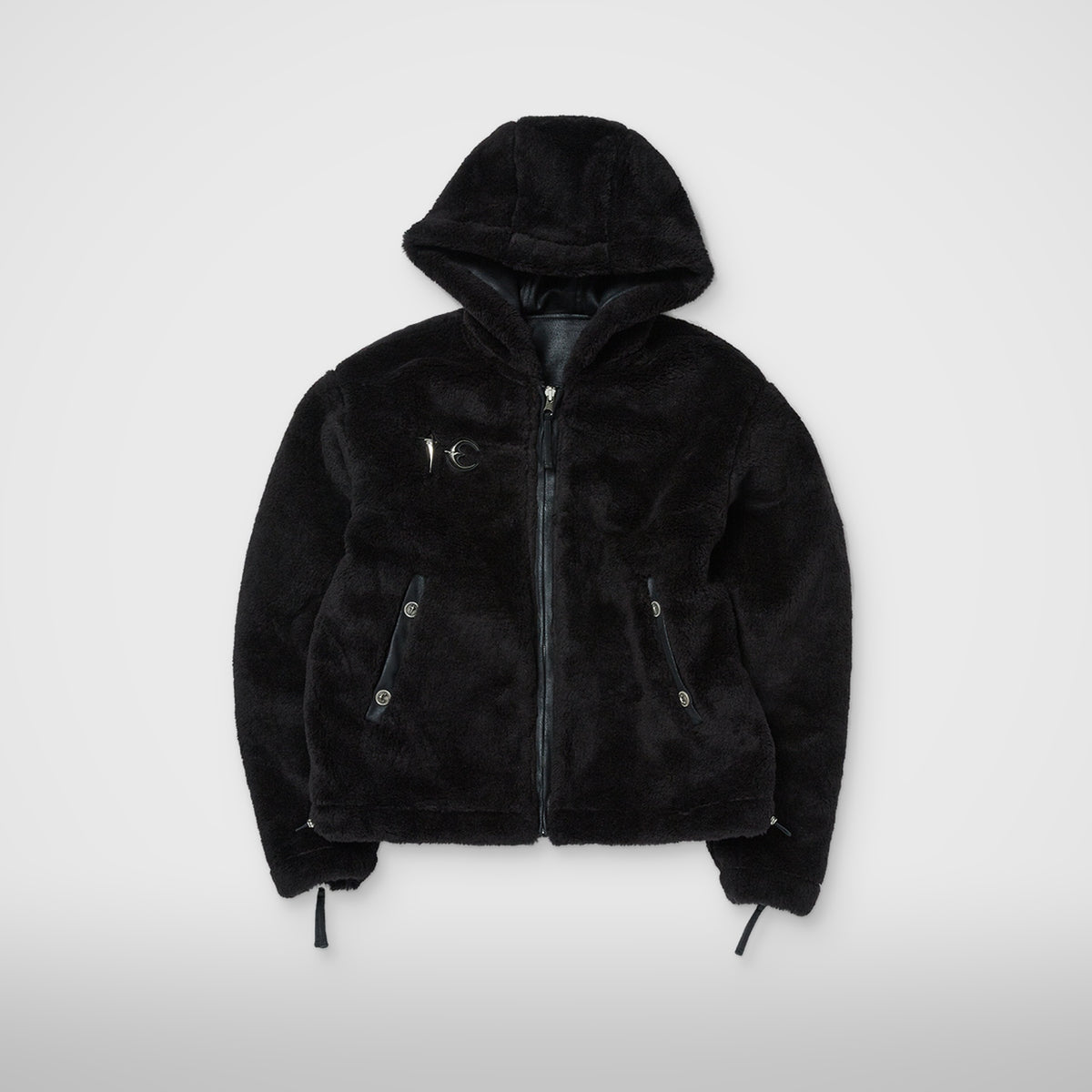 Thug Club TC Reversible Shearling Jacket in black, view 3 of 4