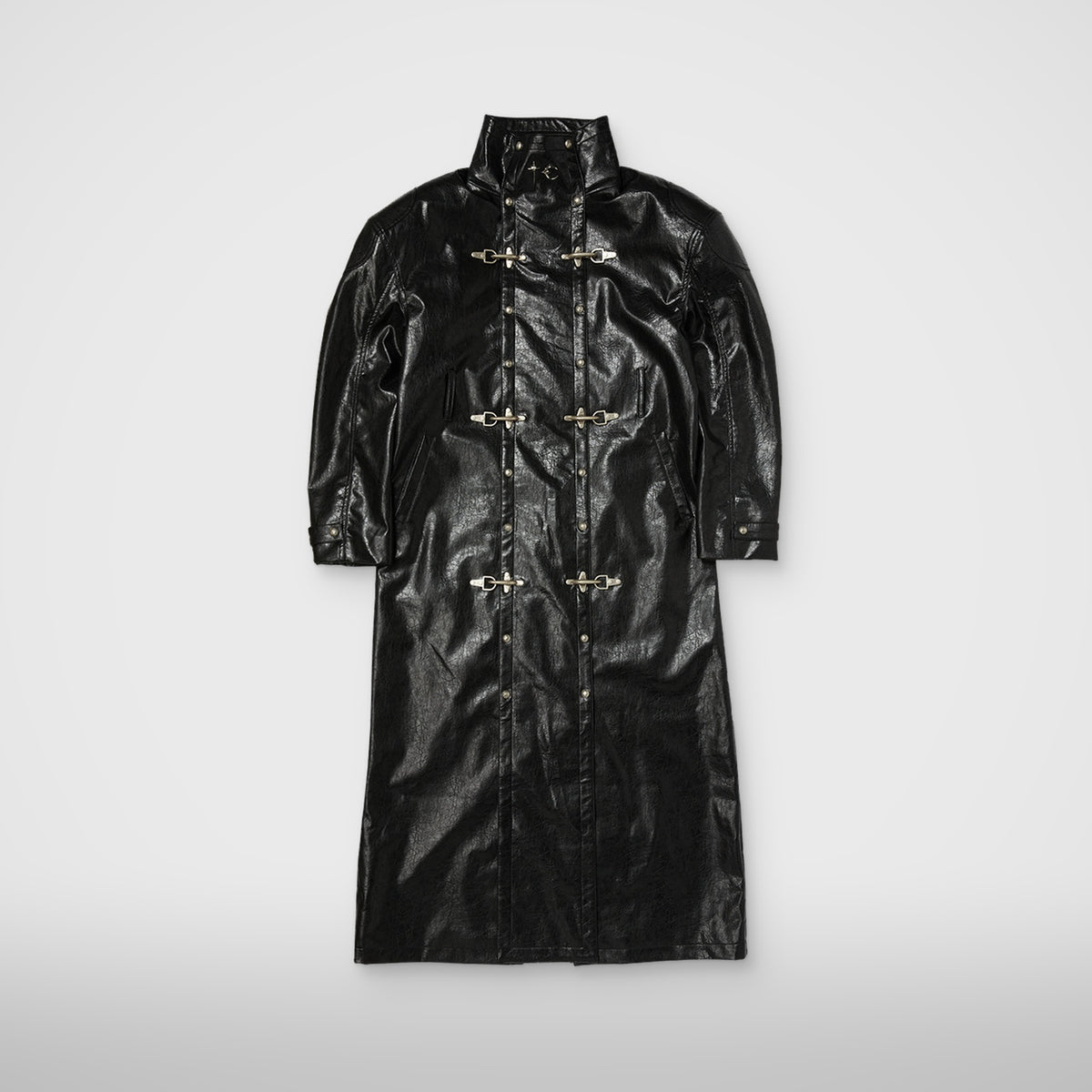Thug Club TC Leather Trigun Coat in black, front view