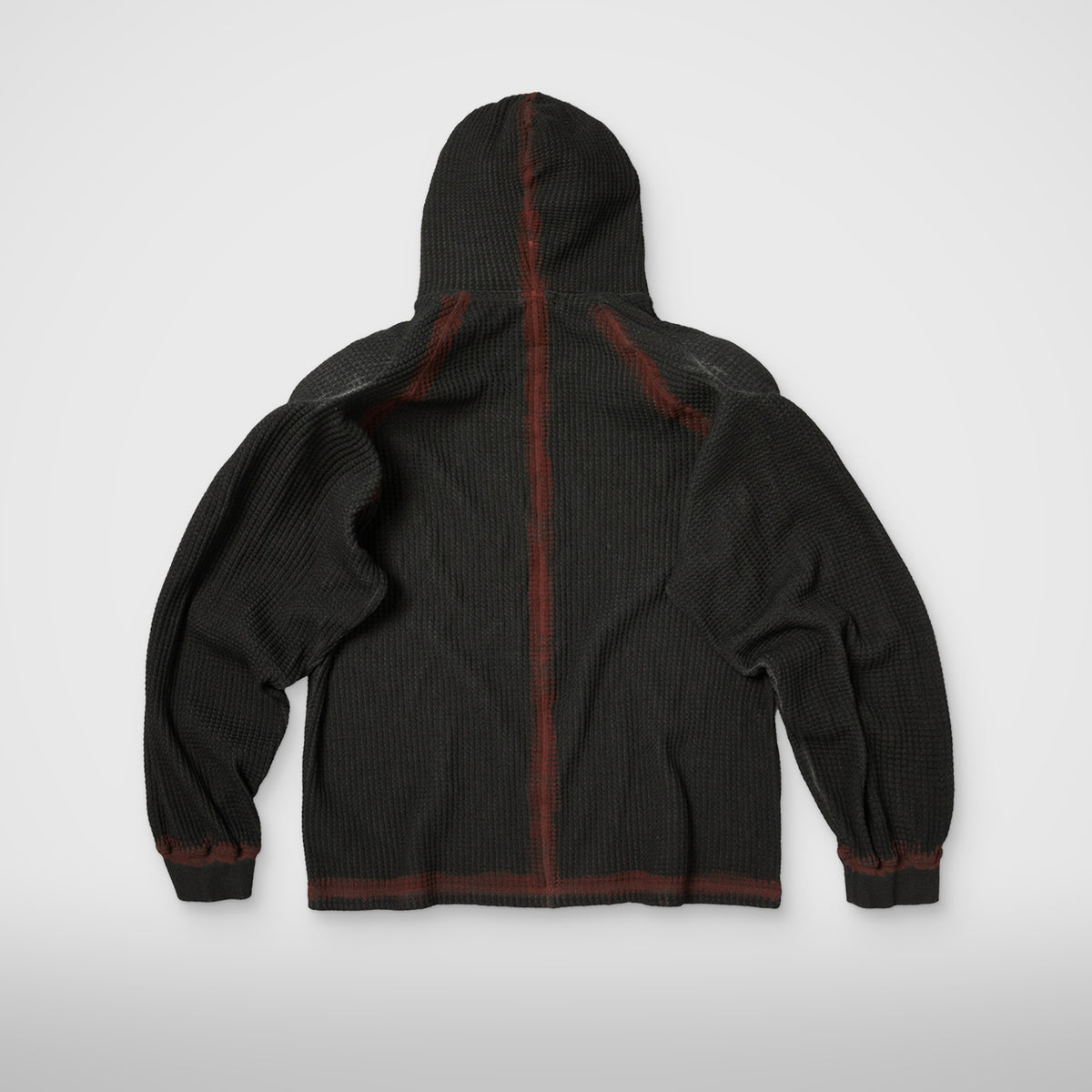 Thug Club Bulk Shoulder Painted Line Waffle Hoodie in black/red, view 2 of 2