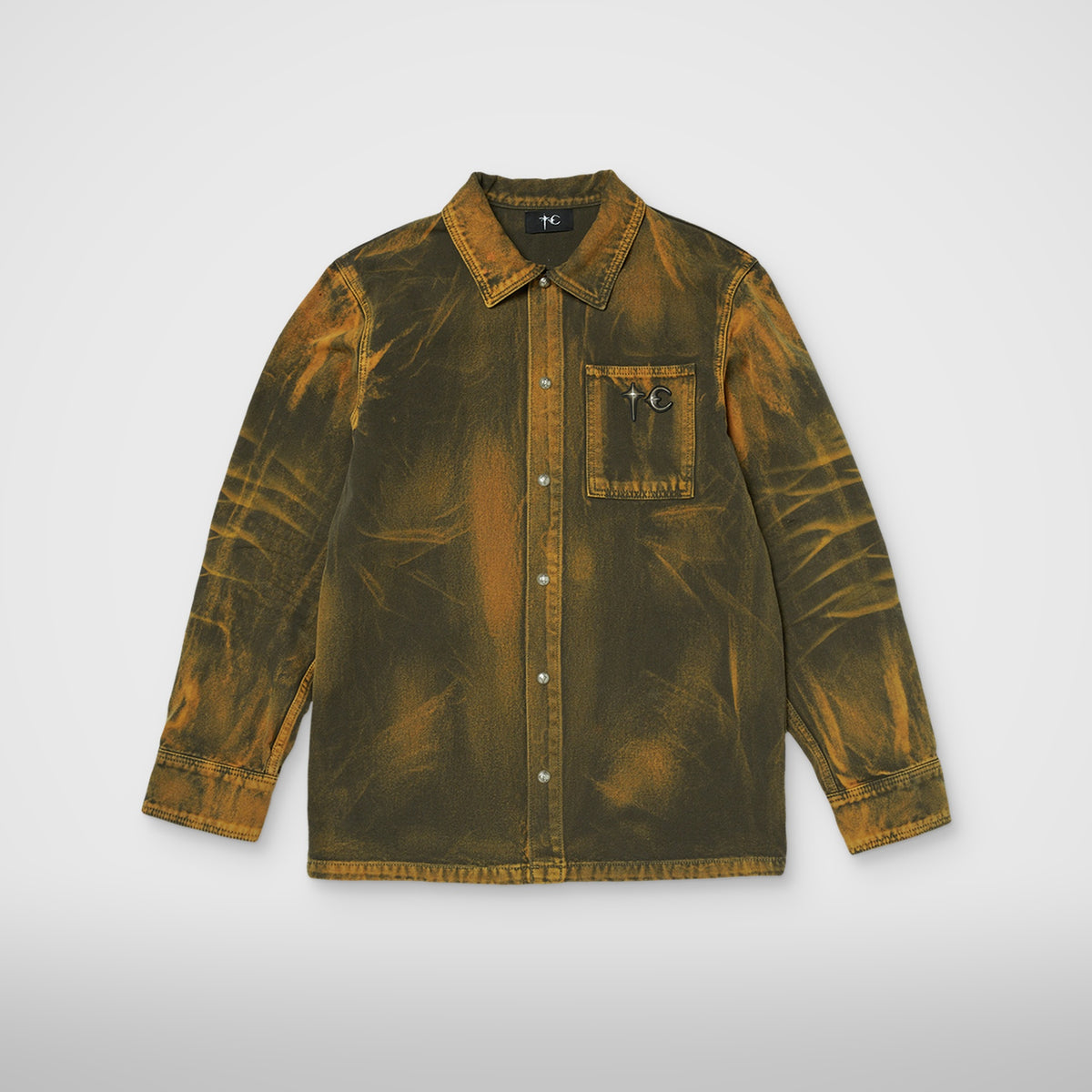 Thug Club TC Two Tone Washed Shirt in olive, front view