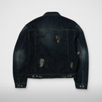 Thug Club Burn Down Denim Jacket in blue, view 2 of 9