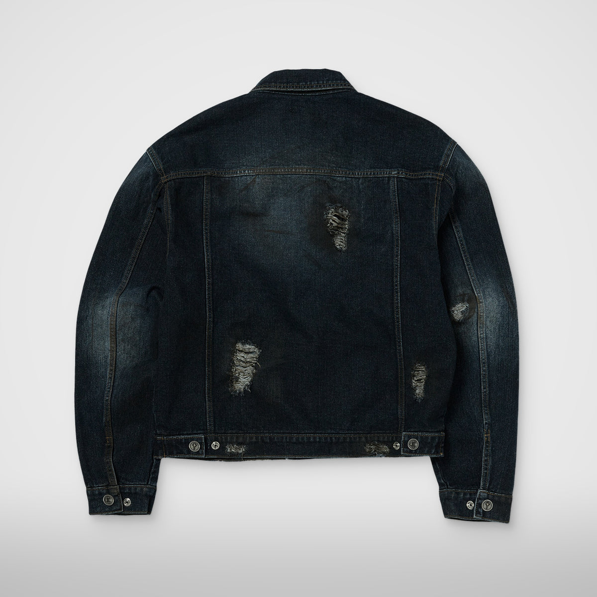 Thug Club Burn Down Denim Jacket in blue, view 2 of 9