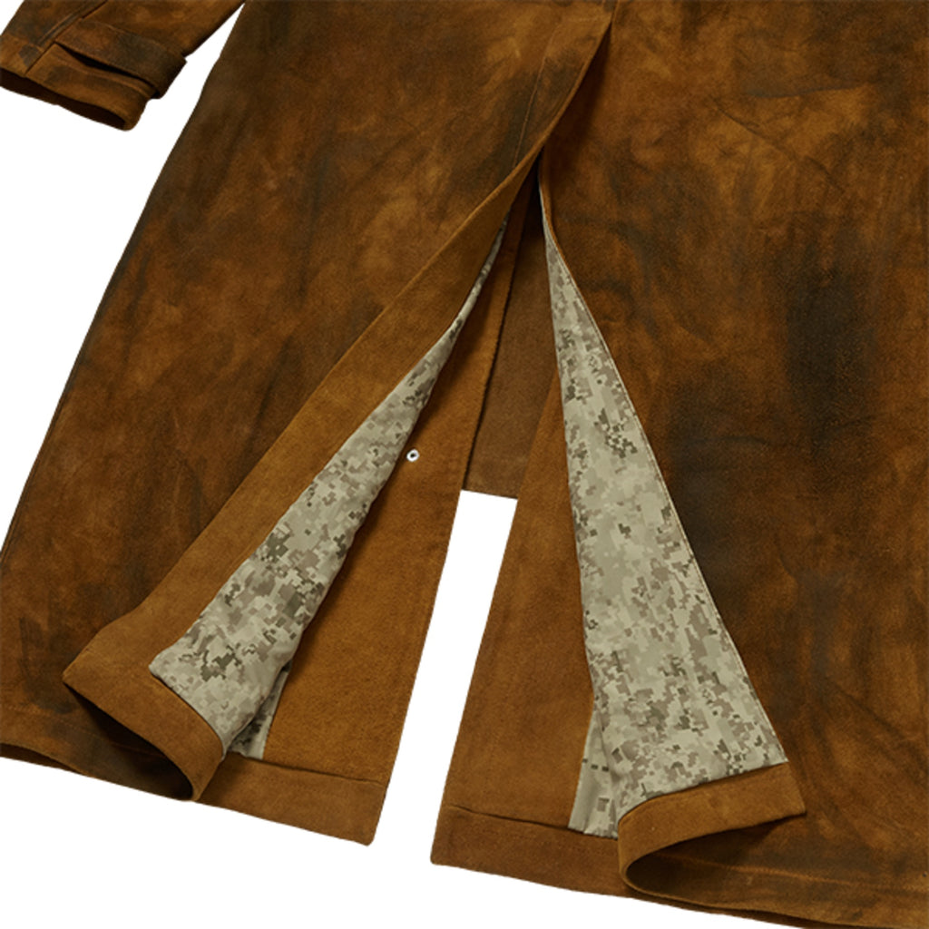 Thug Club Bio Soldier Leather Trench Coat in camel, view 3 of 11