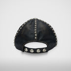 Thug Club Studded Washed Leather Cap in black, view 3 of 3