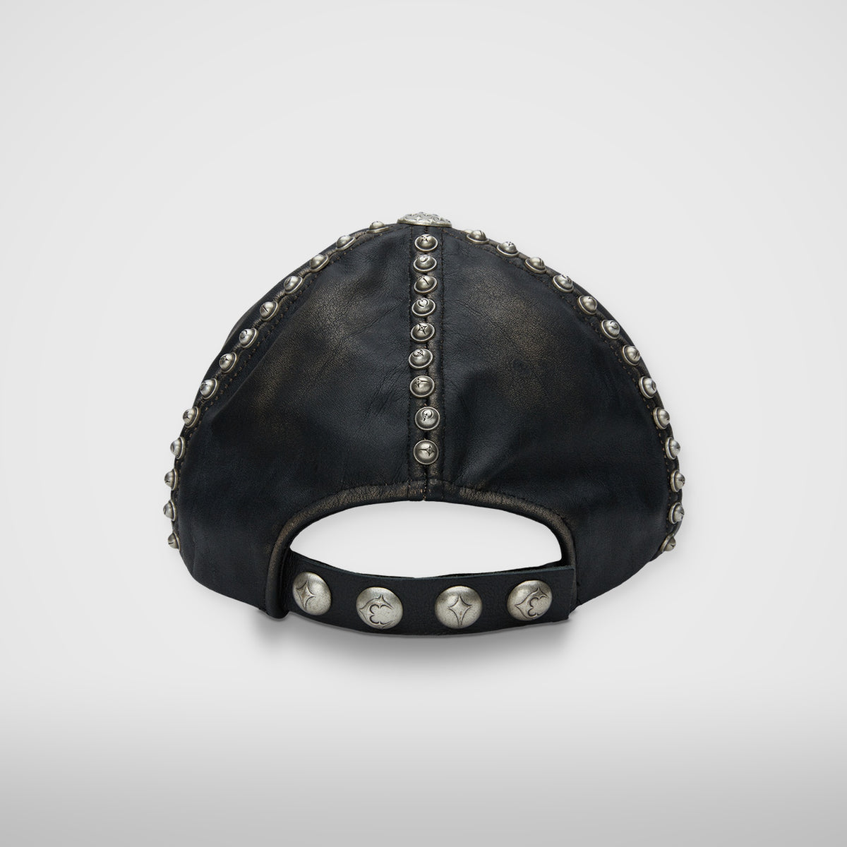 Thug Club Studded Washed Leather Cap in black, view 3 of 3