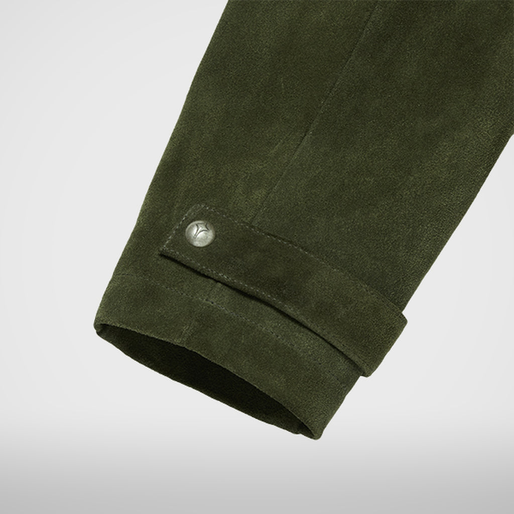 Thug Club Bio Soldier Leather Trench Coat in khaki, view 11 of 11