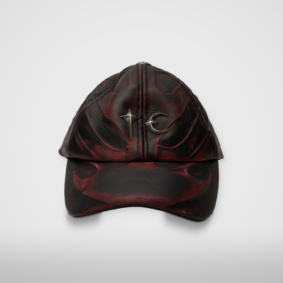 Thug Club TC Leather Chopper Cap in red, front view