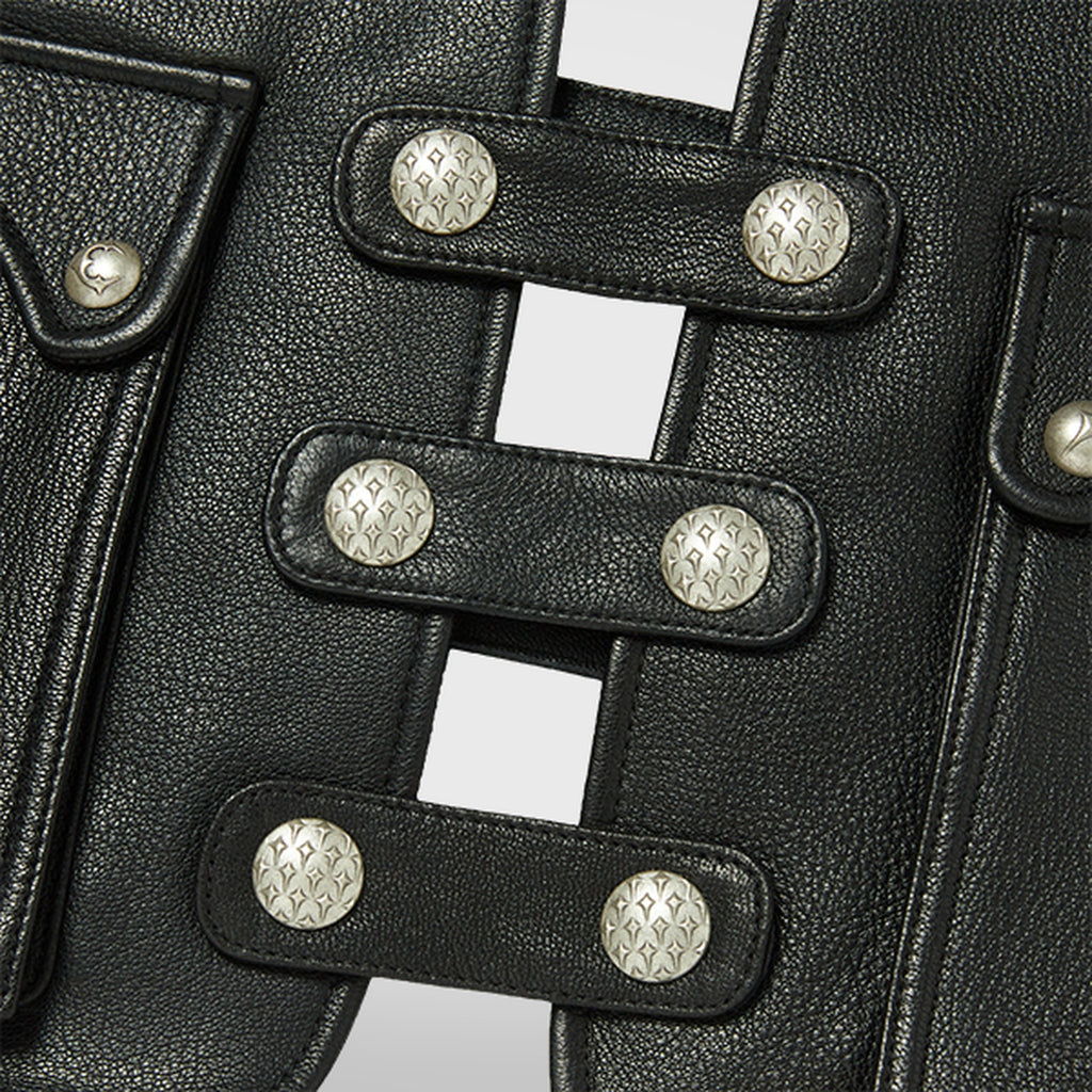Thug Club Goat Skin Leather Vest in black, view 5 of 9