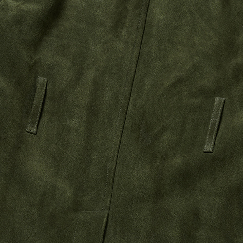 Thug Club Bio Soldier Leather Trench Coat in khaki, view 4 of 11