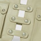 Thug Club Goat Skin Leather Vest in ivory, view 5 of 9