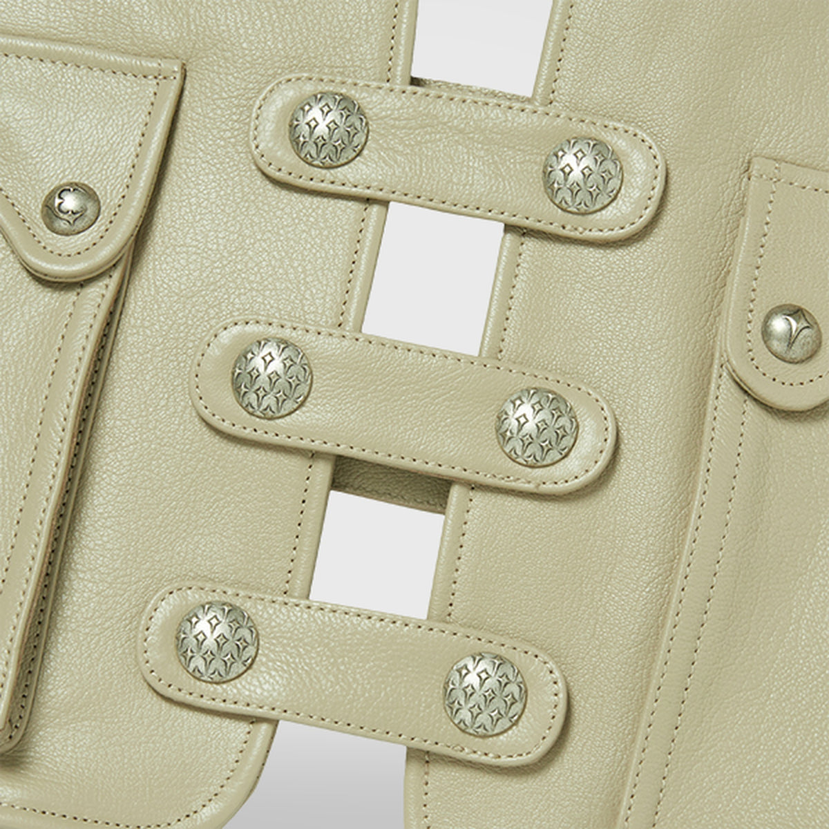 Thug Club Goat Skin Leather Vest in ivory, view 5 of 9